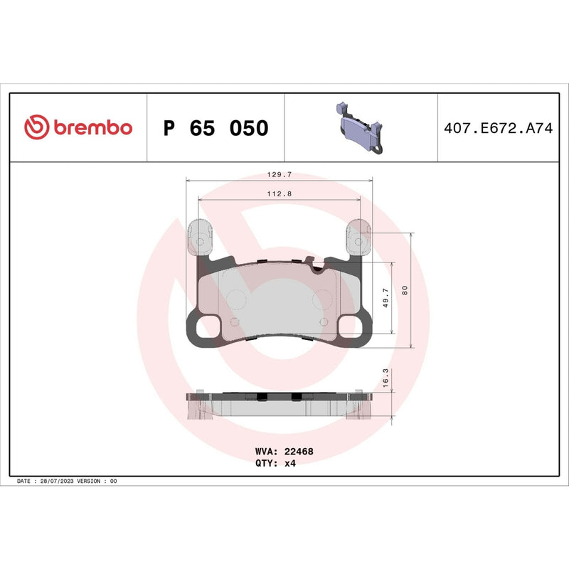 BREMBO Brake Pad Set P65050
