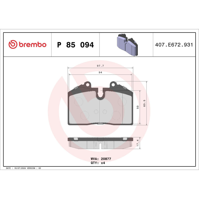 PRIME Low-Met Rear Disc Brake Pad Set - P85094