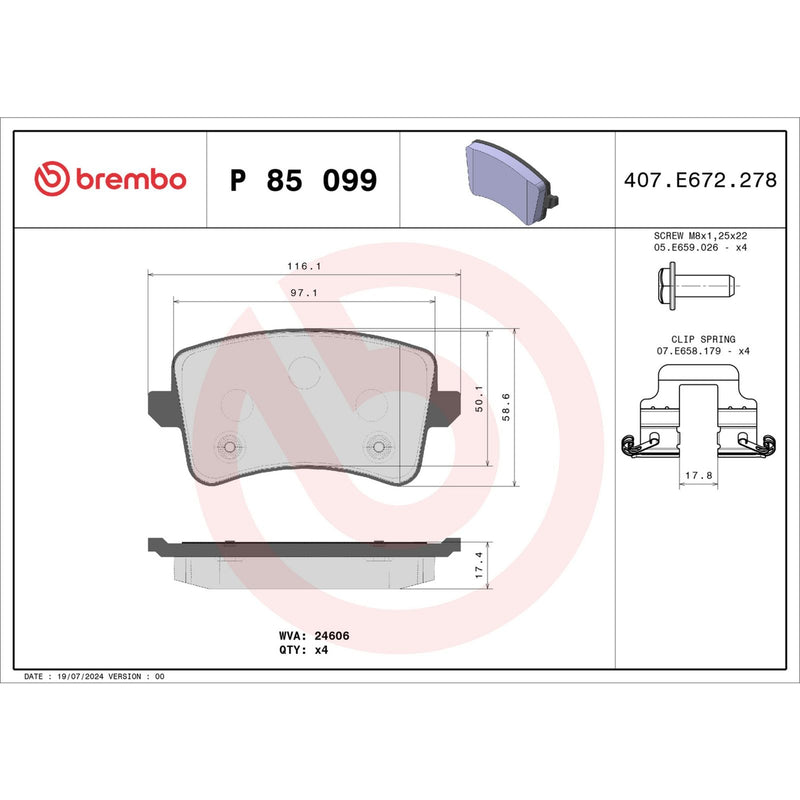 Brembo Premium Low-Met OE Equivalent Rear Brake Pad