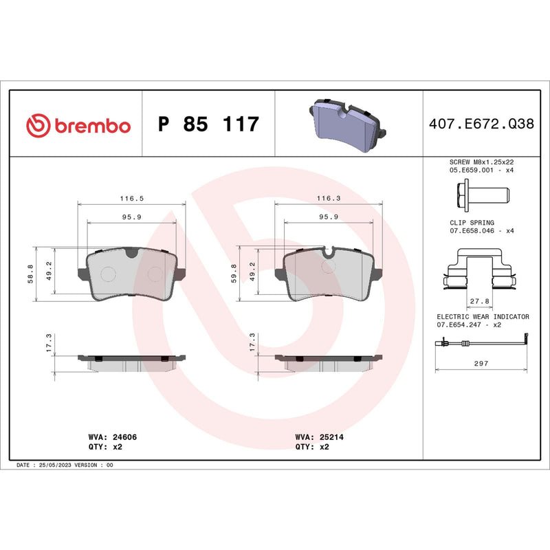 Brembo Brake Pad Set P85117