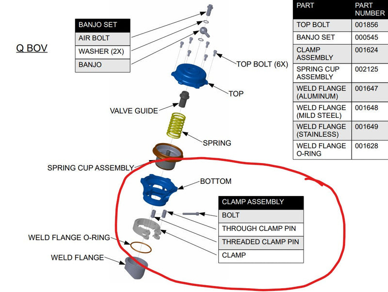 TiALSport Blow-off Valve Components