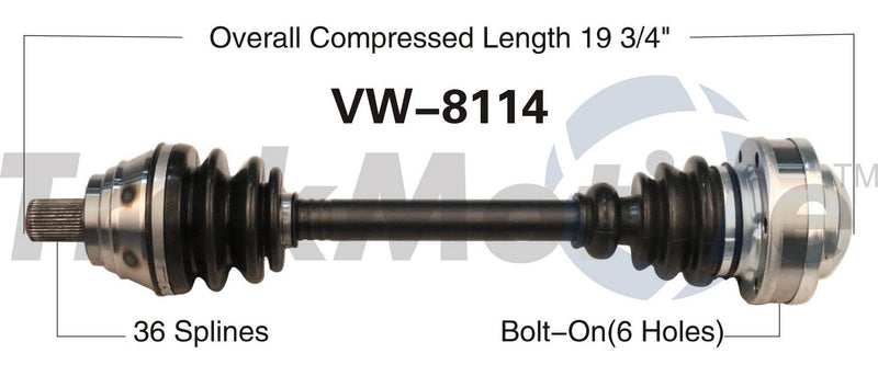 VW CV Axle Shaft – Front Driver Side – Aftermarket VW8114
