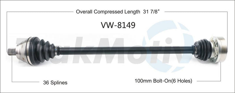 Volkswagen CV Axle Shaft (Front Passenger Side) SurTrack VW-8149