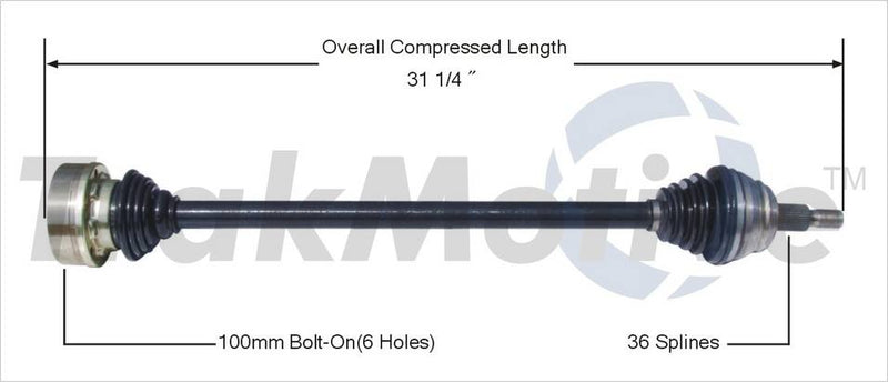 Volkswagen CV Axle Shaft (Front Passenger Side) SurTrack VW-8004