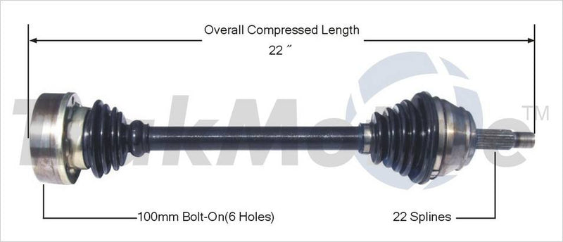 VW CV Axle Shaft – Front Driver Side – Aftermarket VW8016