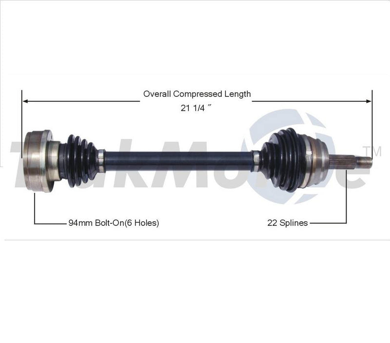 VW CV Axle Shaft – Front Driver Side – Aftermarket VW8018