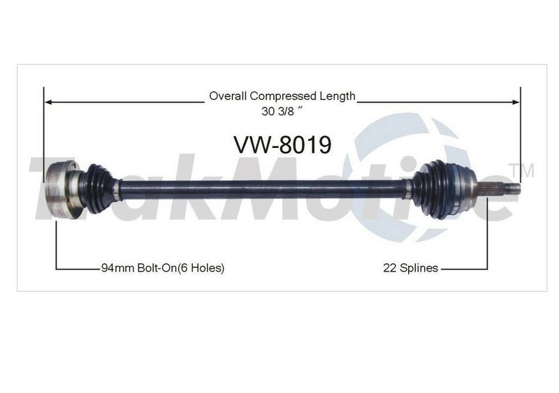VW CV Axle Shaft – Front Passenger Side – Aftermarket VW8019