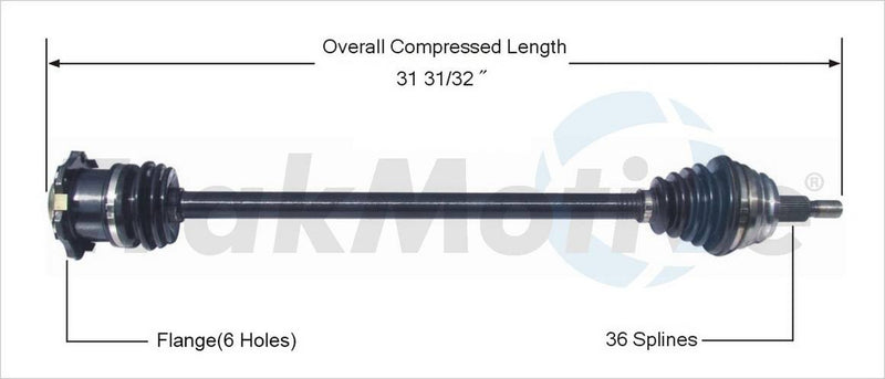Audi VW CV Axle Shaft – Front Passenger Side – Aftermarket VW8033