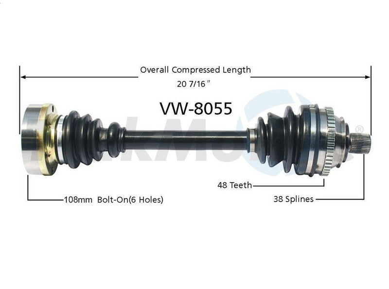 VW CV Axle Shaft – Front Driver Side – Aftermarket VW8055