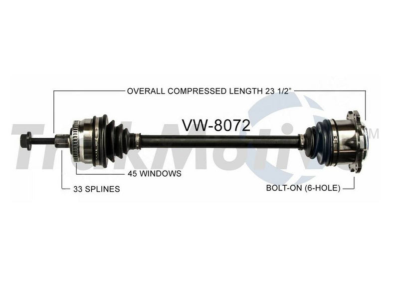 VW CV Axle Shaft – Front Driver Side – Aftermarket VW8072