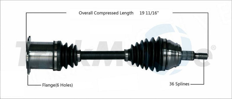 VW CV Axle Shaft – Front Driver Side – Aftermarket VW8095