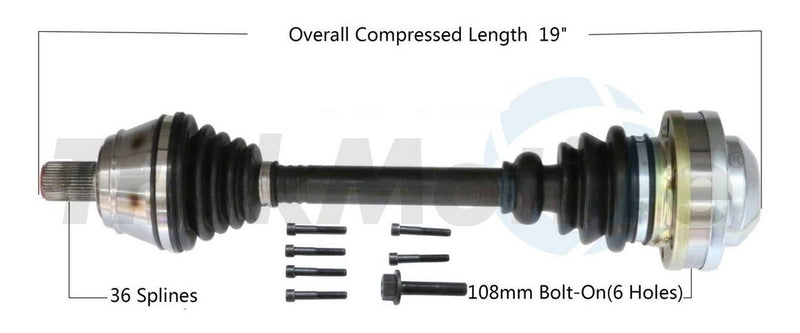 Audi VW CV Axle Shaft – Front Driver Side – Aftermarket VW8098