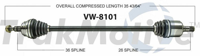 VW CV Axle Shaft – Front Passenger Side – Aftermarket VW8101