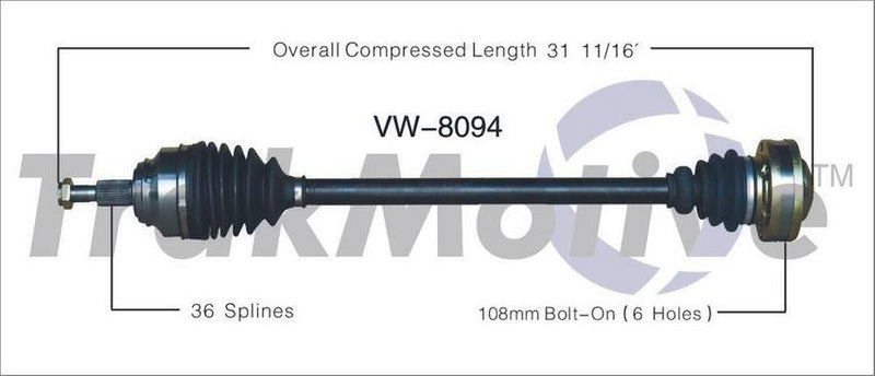VW CV Axle Shaft – Front Passenger Side – Aftermarket VW8094
