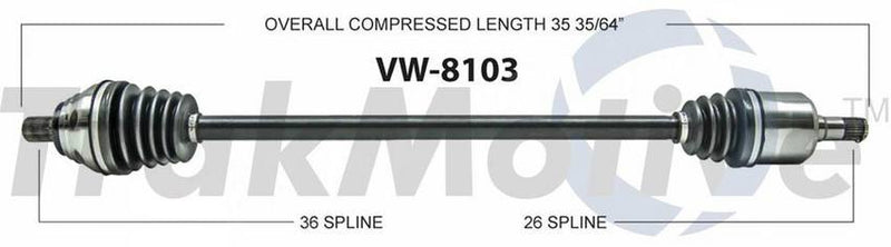 Audi VW CV Axle Shaft – Front Passenger Side – Aftermarket VW8103