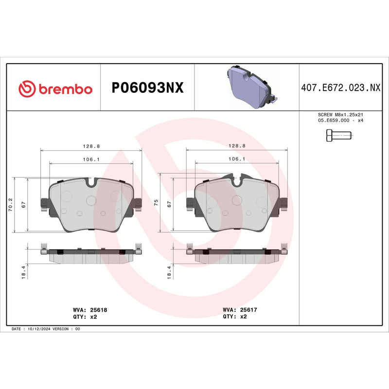 XTRA Ceramic Front Disc Brake Pad Set - P06093NX
