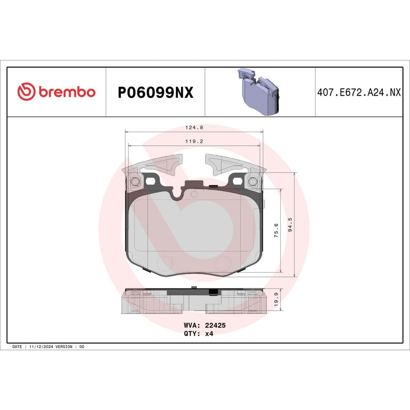 XTRA Ceramic Front Disc Brake Pad Set - P06099NX