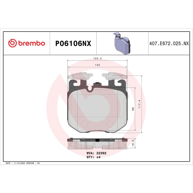 XTRA Ceramic Front Disc Brake Pad Set - P06106NX