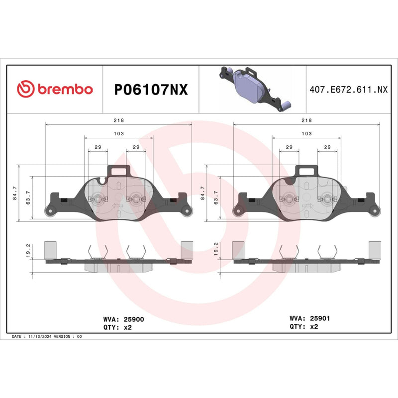 XTRA Ceramic Front Disc Brake Pad Set - P06107NX