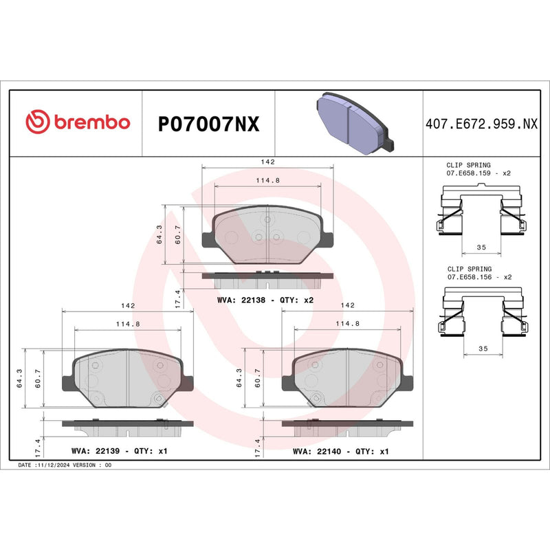 XTRA Ceramic Front Disc Brake Pad Set - P07007NX