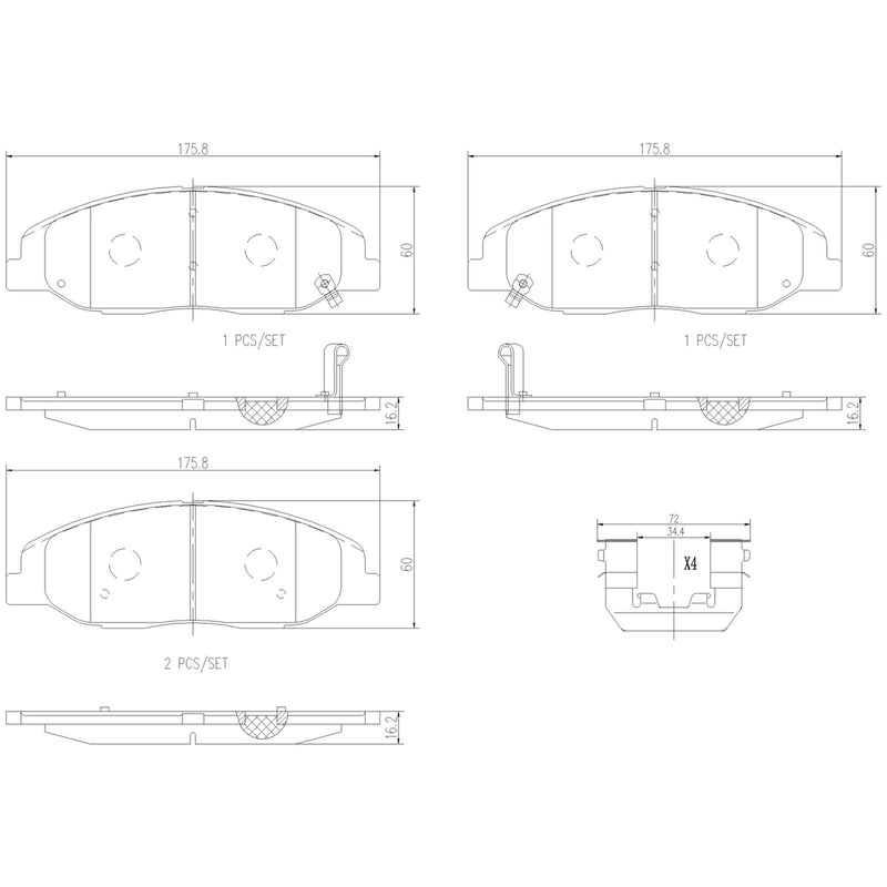 XTRA Ceramic Front Disc Brake Pad Set - P09016NX