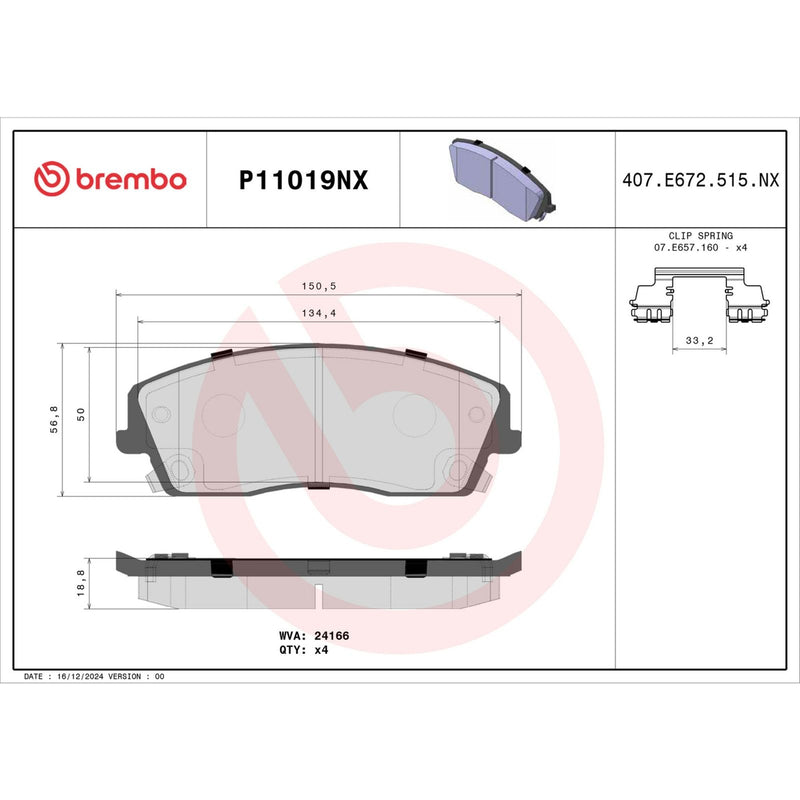 XTRA Ceramic Front Disc Brake Pad Set - P11019NX