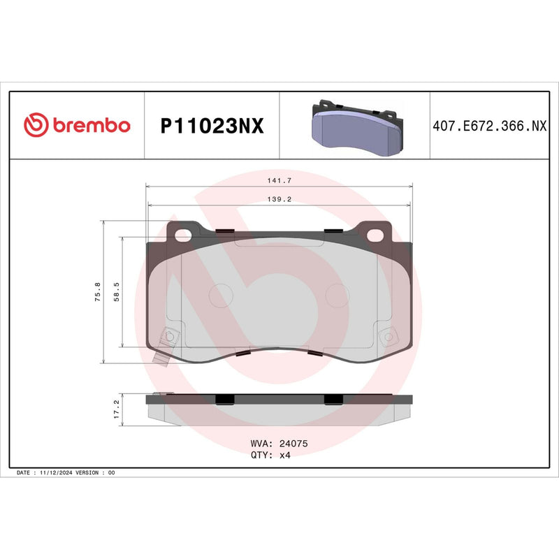 XTRA Ceramic Front Disc Brake Pad Set - P11023NX