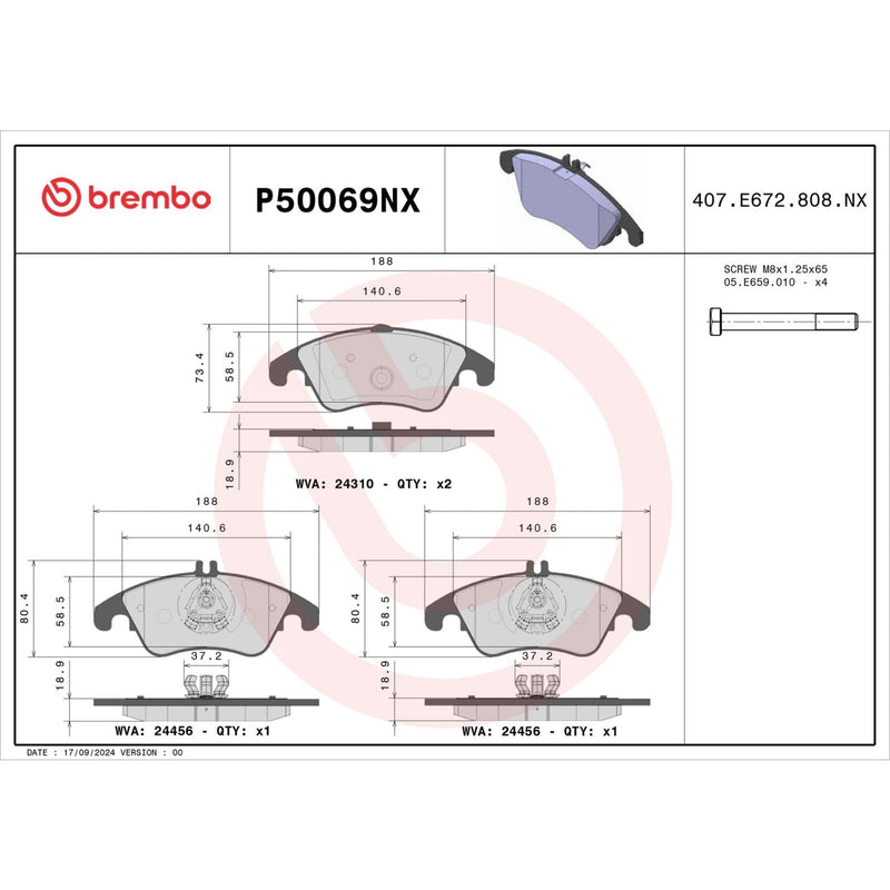 XTRA Ceramic Front Disc Brake Pad Set - P50069NX