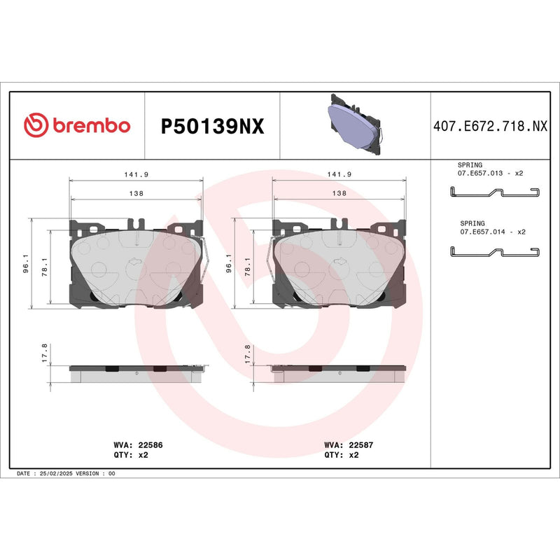XTRA Ceramic Front Disc Brake Pad Set - P50139NX