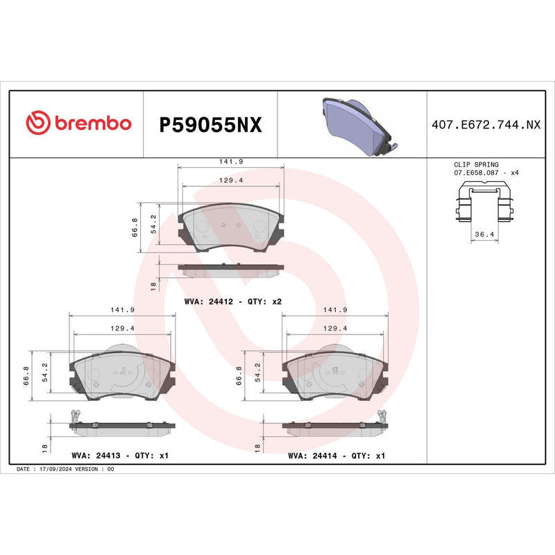 XTRA Ceramic Front Disc Brake Pad Set - P59055NX