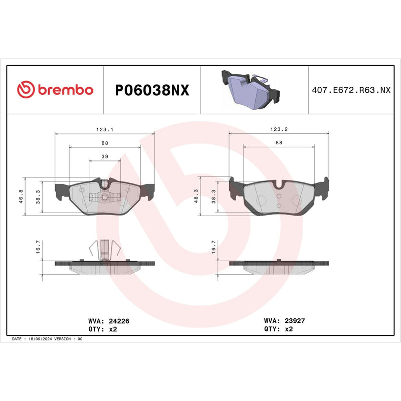 XTRA Ceramic Rear Disc Brake Pad Set - P06038NX