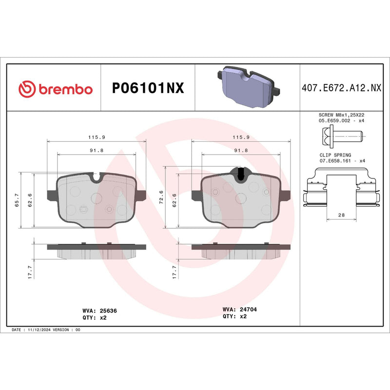 XTRA Ceramic Rear Disc Brake Pad Set - P06101NX