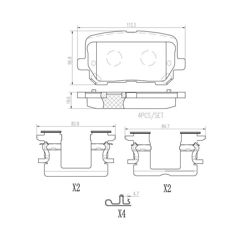 XTRA Ceramic Rear Disc Brake Pad Set - P18038NX