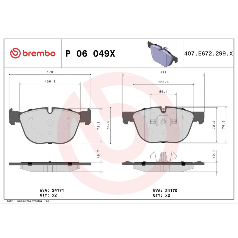 BREMBO XTRA Low-Met Front Disc Brake Pad Set - P06049X