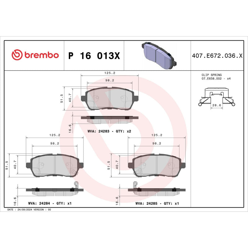 BREMBO XTRA Low-Met Front Disc Brake Pad Set - P16013X