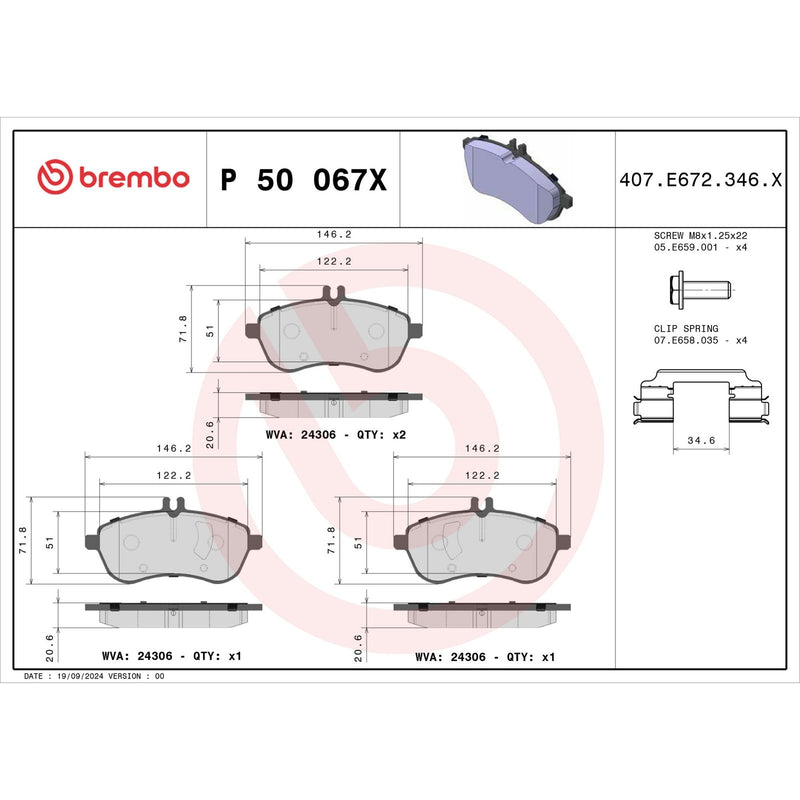 BREMBO XTRA Low-Met Front Disc Brake Pad Set - P50067X