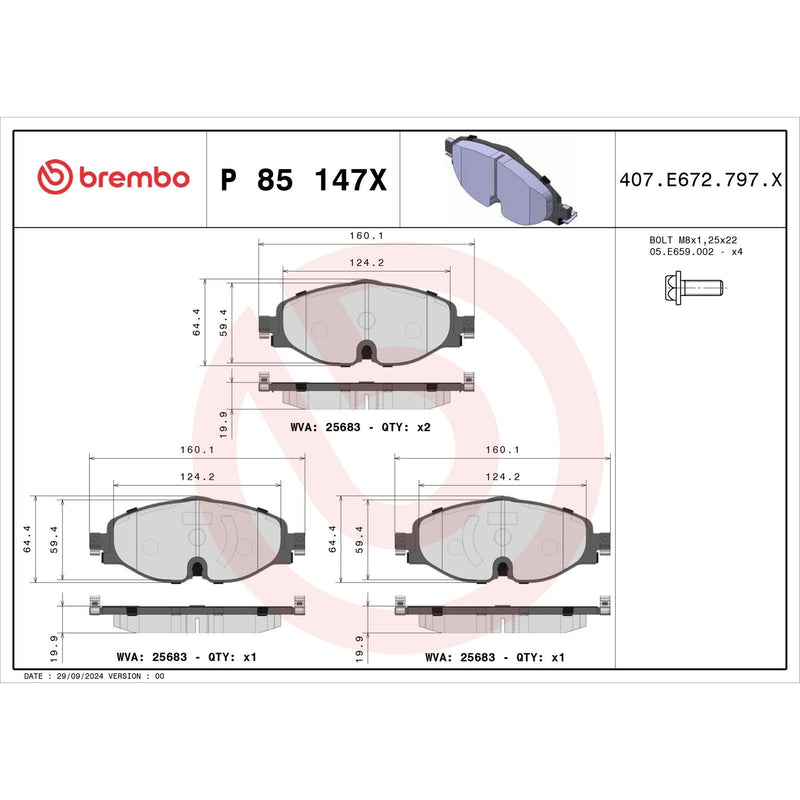 BREMBO XTRA Low-Met Front Disc Brake Pad Set - P85147X