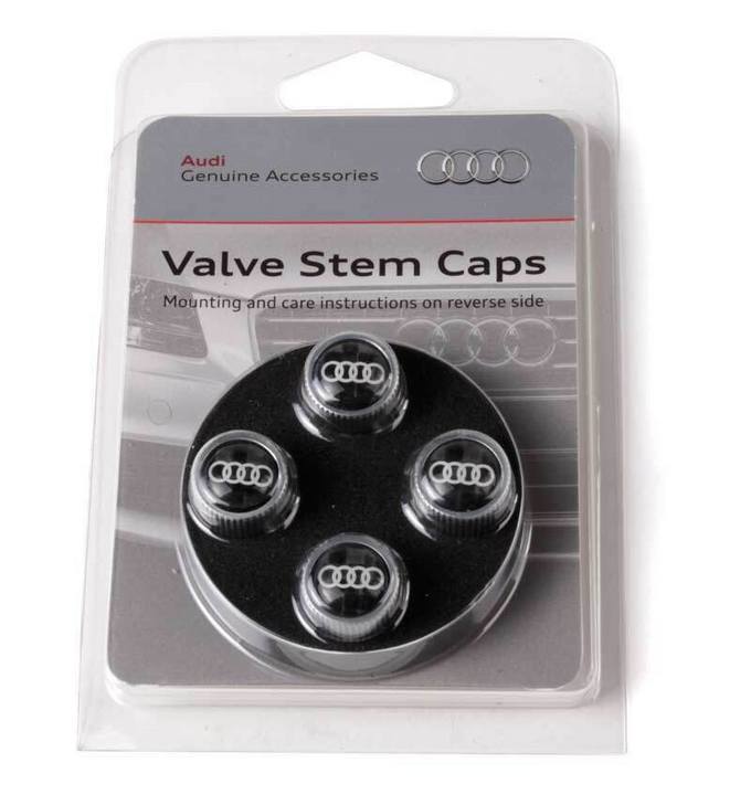 Genuine VW/Audi Tire Valve Stem Cap Set (Genuine VW/Audi Rings) ZAW071215