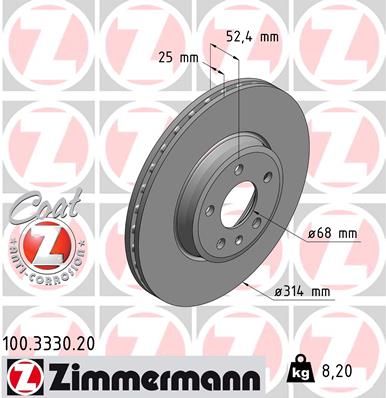 ZIMMERMANN COAT Z Brake Disc - 100.3330.20