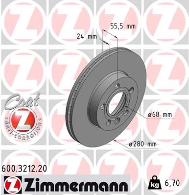 Zimmermann Coat Z Brake Disc 7 D0615301 C