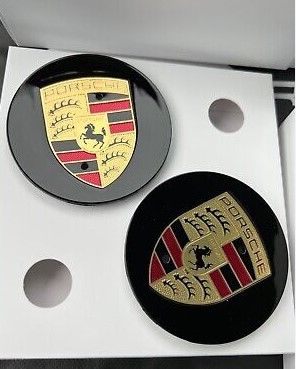 Genuine Porsche Wheel Hub Cover - Gloss Black w/colored crest (Set of 4) - 000-044-607-22