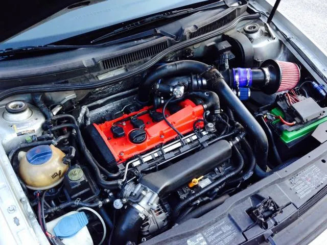2002 VW GTI 337 engine bay with red valve cover