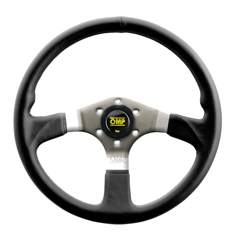 STEERING WHEEL ASSO FLAT WITH 3 STEEL SPOKES LEATHER DIAM 350mm