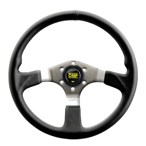 STEERING WHEEL ASSO FLAT WITH 3 STEEL SPOKES LEATHER DIAM 350mm