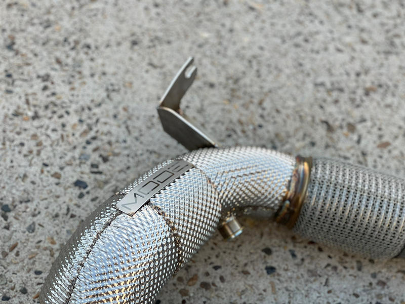 MODE Design Decatted 3.5" Downpipe V2 MQB AWD VW Golf MK8 R Audi S3 8Y 2.0T EA888