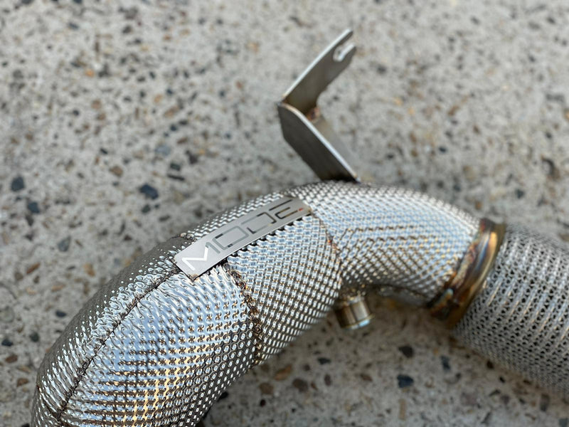 MODE Design Decatted 3.5" Downpipe V2 MQB AWD VW Golf MK8 R Audi S3 8Y 2.0T EA888