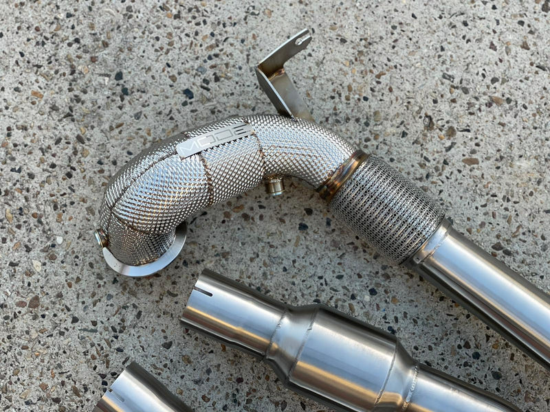 MODE Design 200cpsi Catted 3.5" Downpipe V2 MQB AWD VW Golf MK8 R Audi S3 8Y 2.0T EA888