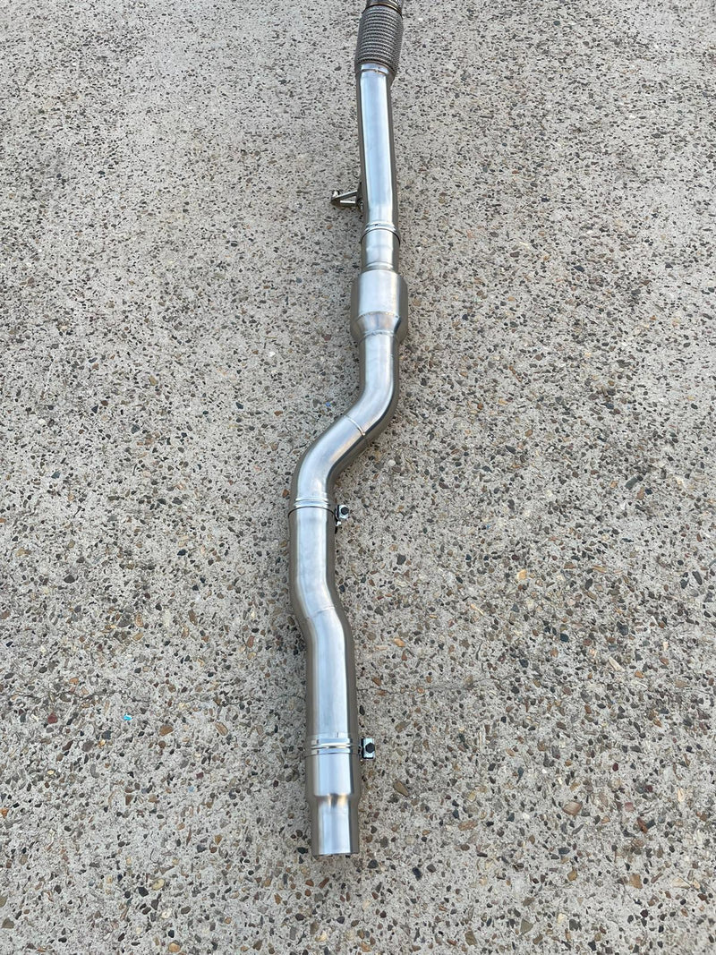 MODE Design Decatted 3.5" Downpipe V2 MQB AWD VW Golf MK8 R Audi S3 8Y 2.0T EA888