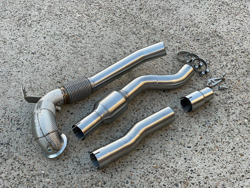 MODE Design Decatted 3.5" Downpipe V2 MQB AWD VW Golf MK8 R Audi S3 8Y 2.0T EA888
