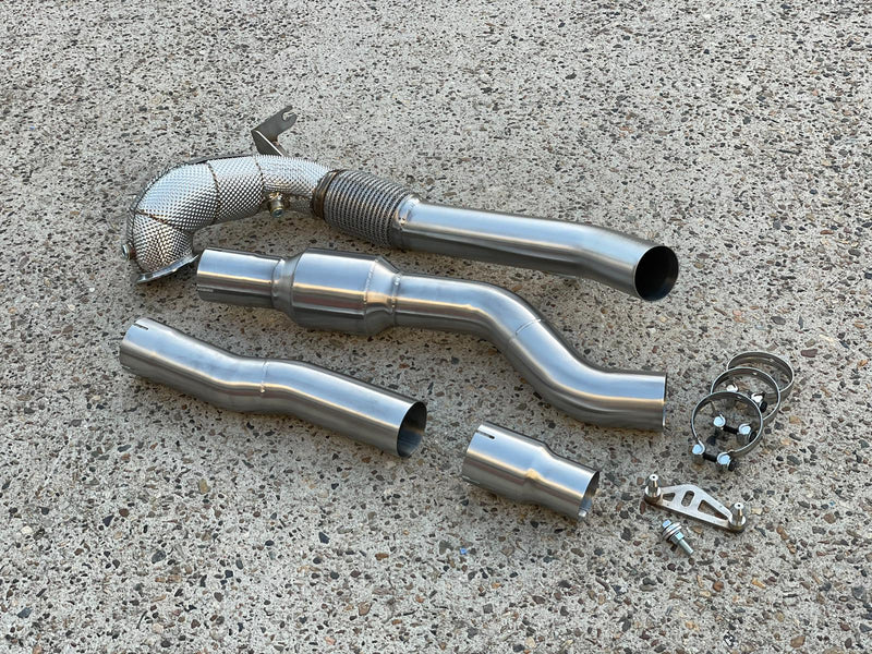 MODE Design Decatted 3.5" Downpipe V2 MQB AWD VW Golf MK8 R Audi S3 8Y 2.0T EA888